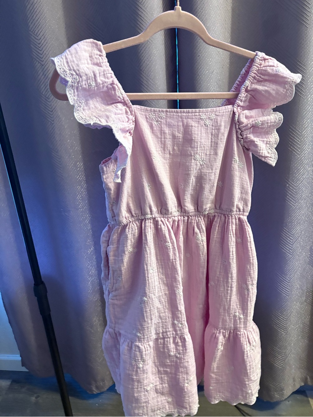 Girls' Pink Ruffle Sleeve Dress